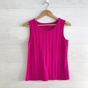 St. John - Bright magenta pink sleeveless wool pullover sweater, M